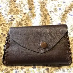 お値引き品！レザークラフトの本革コイン入れ止め金丸(ダークブラウン)