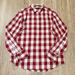 コムデギャルソン ドット 水玉 長袖シャツ XS 赤 × ホワイト - メルカリ