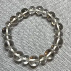 天然水晶ブレスレット 扁平×丸玉 約10-11mm 内径約16cm