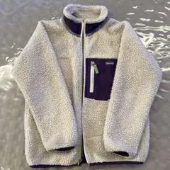 patagonia フリースジャケット M クリーム/パープル