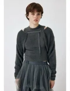 moussy シャギーニット　ボレロ&タンク　グレー
