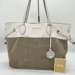 【良品】MICHAEL KORS トートバッグ キャンバス レザー ホワイト