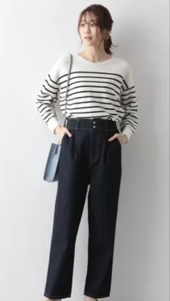 グローバルワーク ハイウエストタックデニム