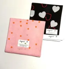 agnes b. アニエスベー♡ハート♡ハンカチ〈2枚〉【新品タグ付】
