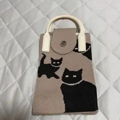 猫柄 スマホショルダーバッグ ベージュ