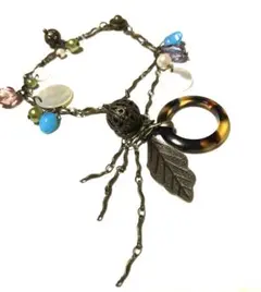 アンティーク風　べっこう風　クリスタルビーズ　　ブレスレット