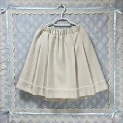 リバーシブルフレアスカート アイボリー　レース装飾