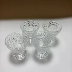 【4客セット】ガラス 切子 高台 ぐい呑み お猪口 食前酒グラス 冷酒器 酒器
