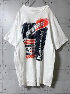 80s 90s KAWASAKI POWERS! Tシャツ ホワイト ビンテージ