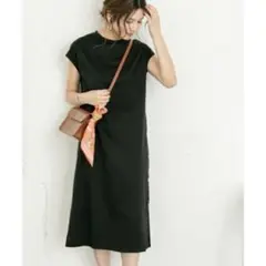 URBAN RESEARCH ROSSO サイドボタンロングワンピース ブラック