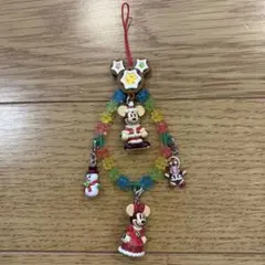 ミッキー,ミニー,雪だるま,ジンジャーブレッドマンのクリスマスストラップ