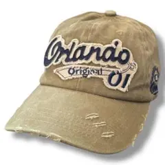 新品☆キャップ 帽子 Orlando Original 01 ダメージ カーキ