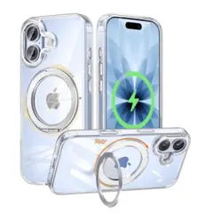 iPhone17 ケース Magsafe対応 リング 回転スタンド ワイヤレス充