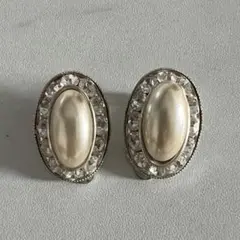 ヴィンテージ風　イヤリング　パール　ピアス　シルバー　白