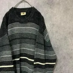 00S 柄ニット　総柄　メンズ　古着　個性派　奇抜　大きめ　ゆるダボ　A3