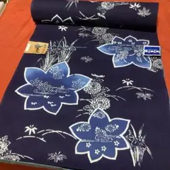 断捨離子様専用 しつけ付 本染浴衣 反物 型染 一反分 白 紺 藍 単色
