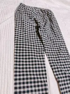ギンガム チェック　綿ストレートパンツ　M