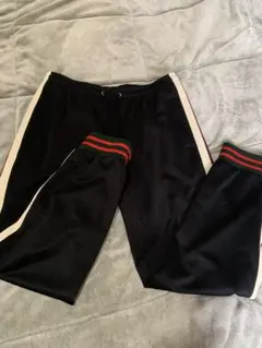 良品GUCCIグッチ テクニカルジャージ パンツ メンズXS 黒 596835
