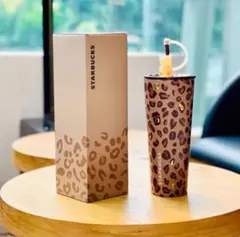 海外限定スターバックスヒョウ柄 ステンレスタンブラー 480ml チェーン