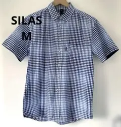 SILAS サイラス ギンガムチェック 半袖シャツ ブルー Mサイズ 綿100%のサムネイル