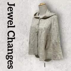 JewelChanges ニットポンチョ フード付き ケーブル編 (F)ベージュ