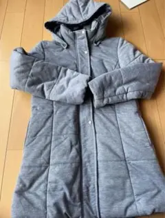 グレーロングコート　取り外し可能フード付き