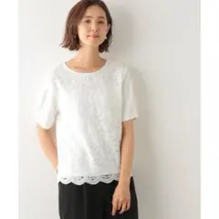 【新品タグ付き】フロントレースTシャツ ホワイト 定価3190円【LEPSIM】
