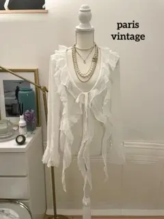【paris vintage】フリルデザイン　シースルーカーディガンのサムネイル