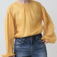 シアータック ボリュームスリーブブラウス カラーオレンジ