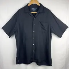 ポロ ラルフローレン シルク リネン オープンカラー シャツ 開襟 ブラック