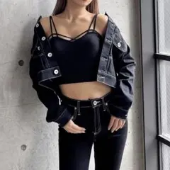 GYDA 限定ワンウォッシュストレッチルーズJK M col/ BK