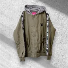 ラブラビ　ブルゾン　160 ロゴ　フード　カーキ　キルティング　秋 アウター