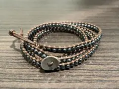 チャンルー　黒ビーズ レザー ブレスレット