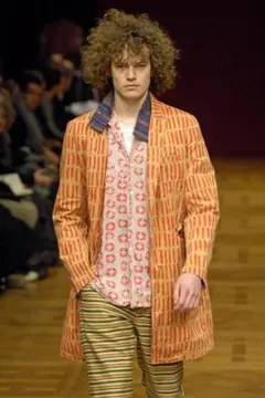 07AW AD2007 ドビーストライプ ネイティブ柄 カラー切替 ブラウス