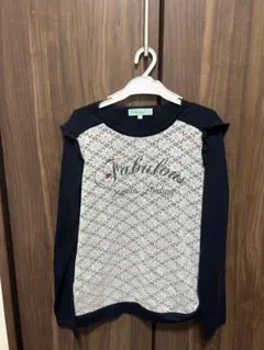 Lindsay 長袖カットソー L (160) ネイビー/ホワイト