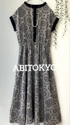 ABITOKYO 半袖　ロングワンピース　オリエンタル柄