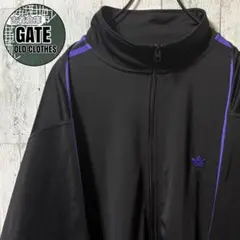 アディダスオリジナルス　ワンポイント刺繍ロゴ トラックジャケット2XL 黒