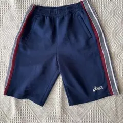asics アシックス ジャージハーフパンツ ネイビーLサイズ