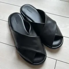 〈美品〉Steven Alan レザークロスサンダル 23cm ブラック　本革のサムネイル