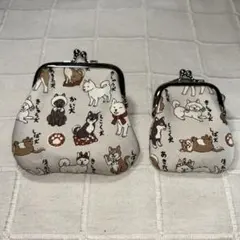 犬柄　がま口　大小2個セット　犬図鑑