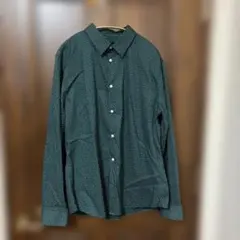 H&M 長袖シャツ ドット柄 ダークグリーン