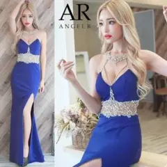 AngelR エンジェルアール デコルテウエストパールビジュータイトロングドレス