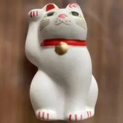 豪徳寺　招き猫 2号 幸運 開運招福置物 赤い座布団付き