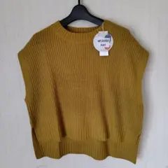 洗濯可能 ノースリーブニットベスト マスタード