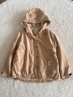 Anne's pocket ボア 中綿フードブルゾン ポケット ベージュ L