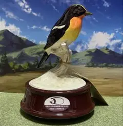 日本野鳥の会 キビタキ 鳥 陶器製 オルゴール 名曲 『愛のオルゴール』
