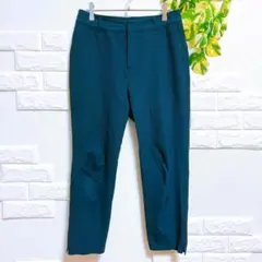 スラックス　テーパードパンツ　美品　L　紺　上品　オフィカジ　着回し　スリット
