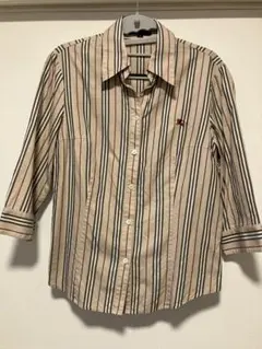 【美品】BURBERRY LONDONノバストライプ　ホース刺繍　シャツ 七分袖