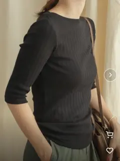 URBAN RESEARCH DOORS 針抜き6分袖カットソー　ブラック　M