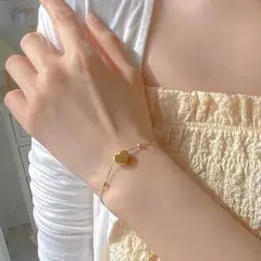 金属アレルギー対応 ゴールド チェーン アンクレット チタン ハート